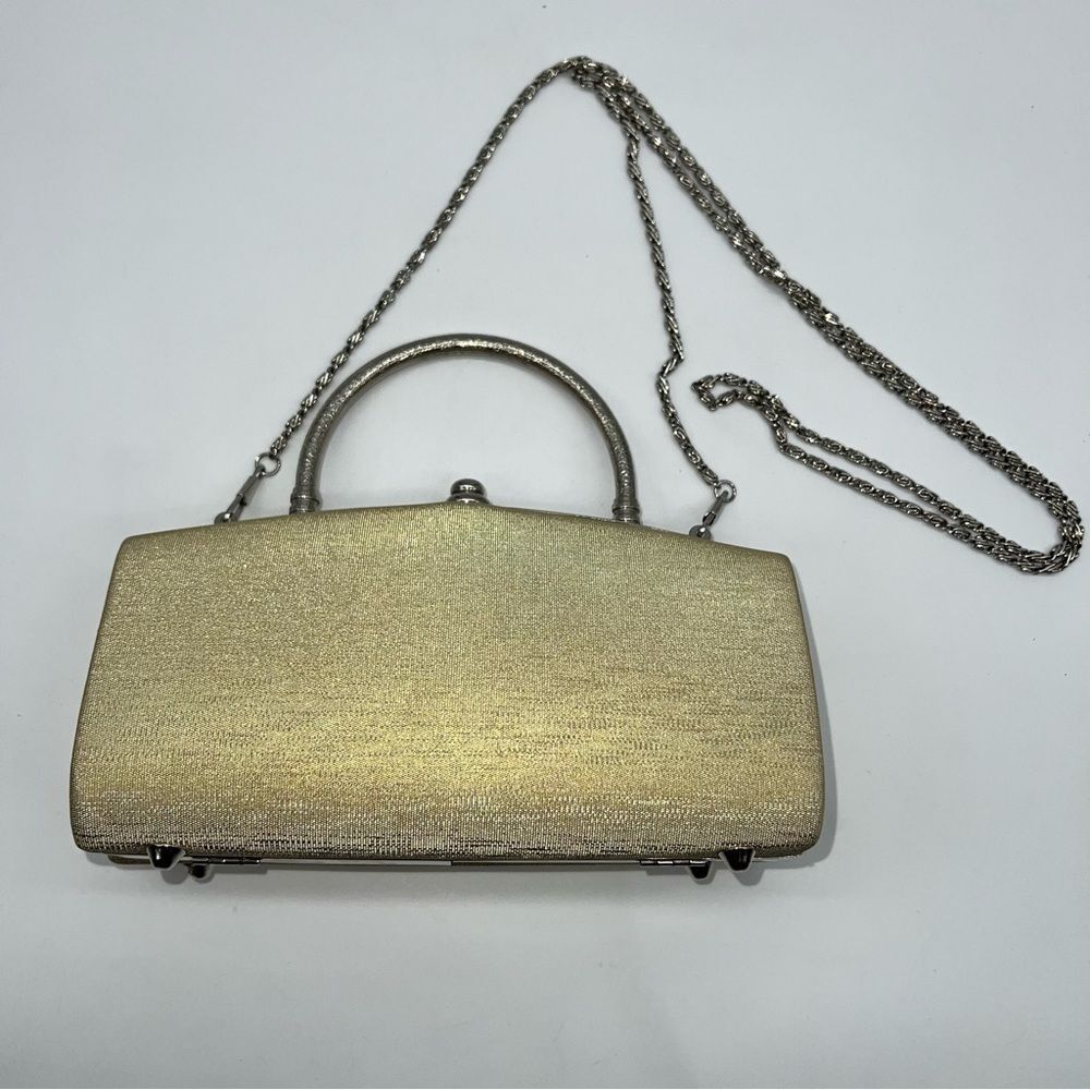 Sasha Convertible Formal Clutch/Should Bag w/Retractable Handle and Strap-Gold